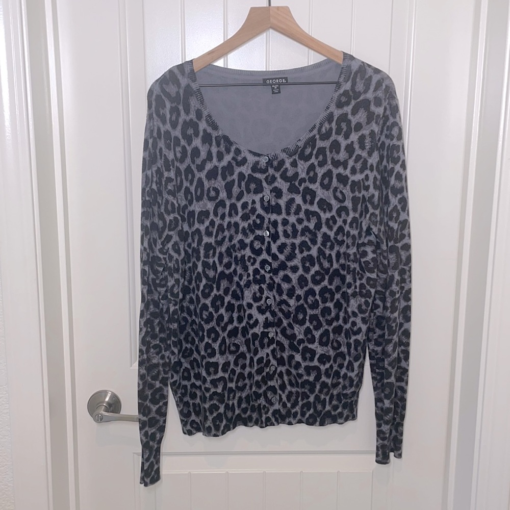 George Gray & Black Animal Print Button Front Cardigan